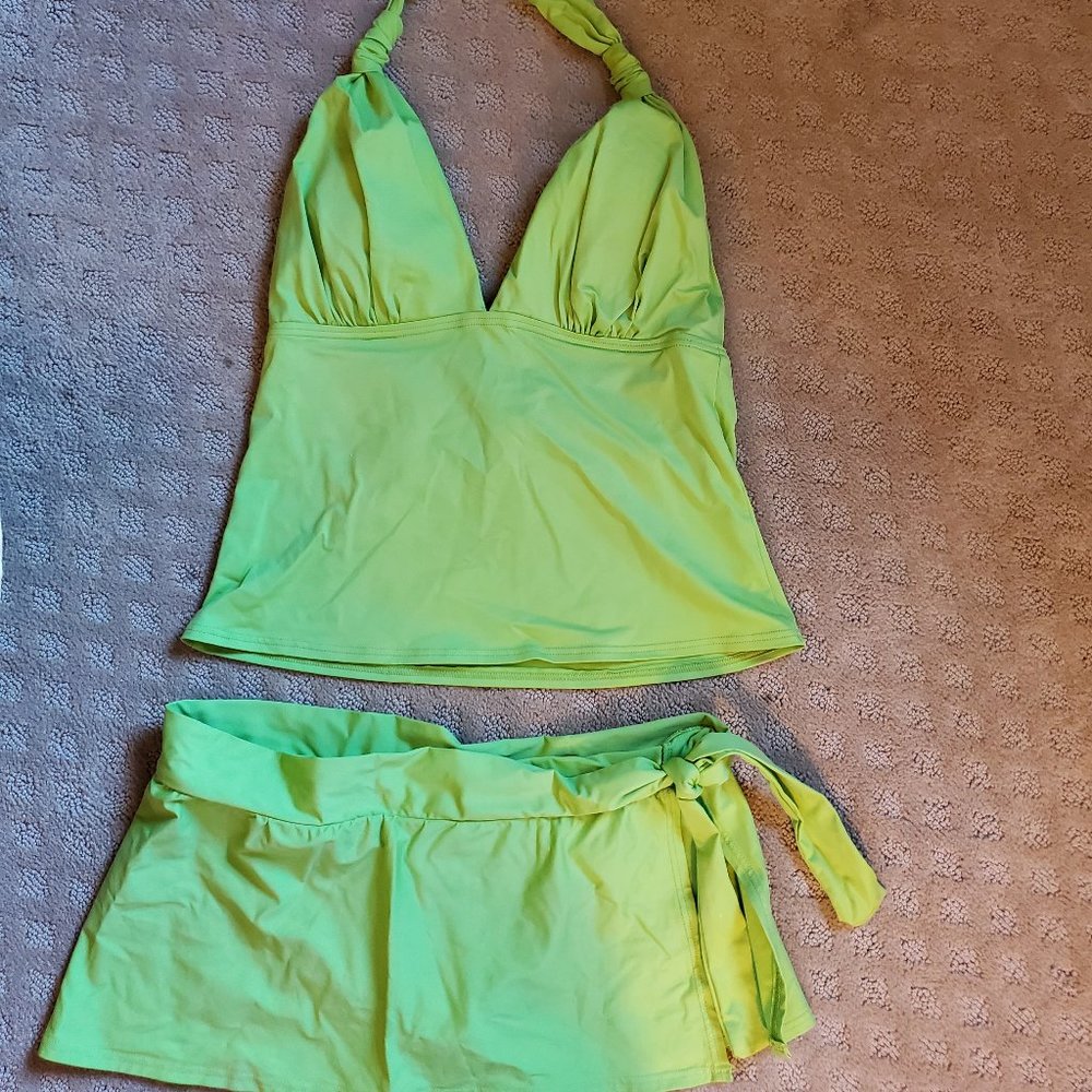 Tommy Bahama Skirted Tankini Lime S XS halter